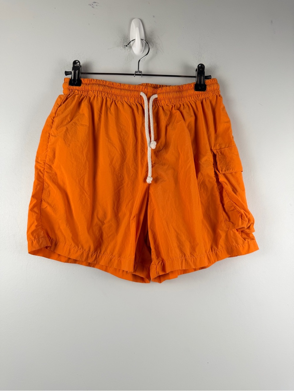 DONNI bright orange nylon pull on shorts size XS
